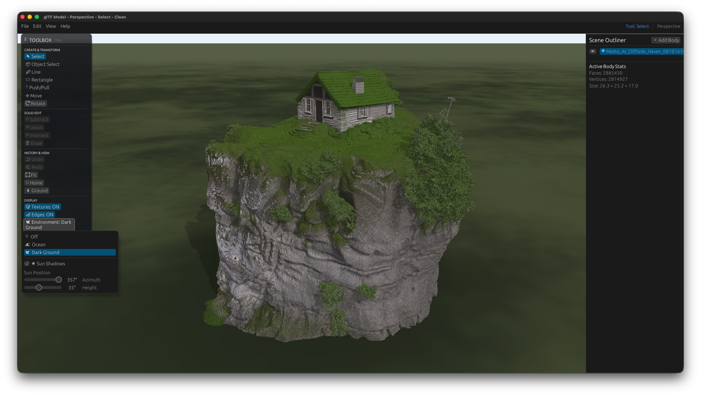 House on a rocky cliff in the Dark Ground environment